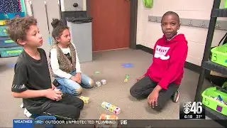 Children use building blocks to learn how to code