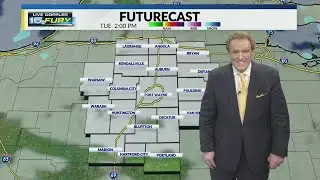 Cloudy but warmer this afternoon with much colder air coming