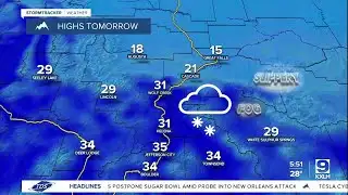 Cloudy with some scattered light snow on Thursday