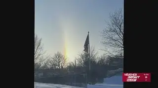 Cold temps bring diamond dust and light pillar phenomenon