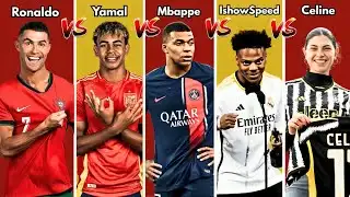 Comparison: Ronaldo vs Yamal vs Mbappe vs Céline Dept vs Ishowspeed