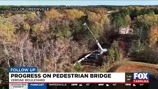 Construction progresses on Swamp Rabbit Trail pedestrian bridge