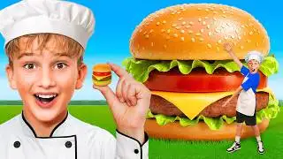 Cooking GIANT vs TINY Food Challenge!