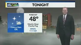 Cool Friday night with some patchy fog