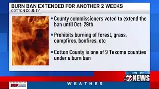 Cotton County extends burn ban amid extreme fire danger