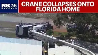 Crane collapses onto Florida home as utility crews install pole