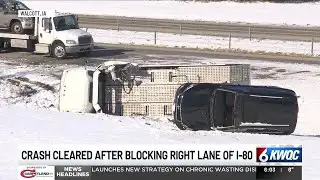 Crash cleared after blocking right lane of eastbound I-80