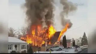 Crews battle blaze that has engulfed a Blair County home