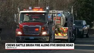 Crews battle brush fire along Five Bridge Road in Brimfield