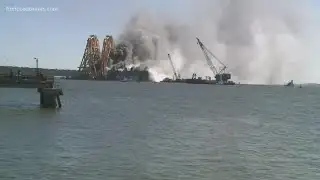 Crews battle Golden Ray cargo ship fire in St. Simons Sound