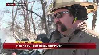 Crews battle massive fire at Palmyra lumber and steel company