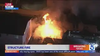 Crews battle structure fire in South L.A. neighborhood