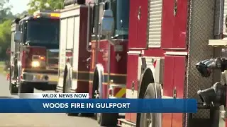 Crews battling woods fire off Hwy 49 in Gulfport