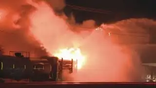 Crews extinguish train fire in North Highlands, roads closed