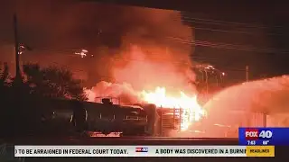 Crews extinguish train fire in North Highlands, roads closed