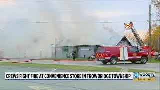 Crews fight fire at convenience store in Trowbridge Township