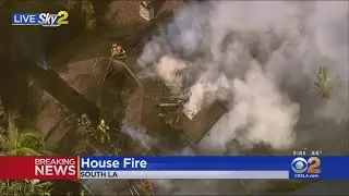 Crews Fighting House Fire In South LA