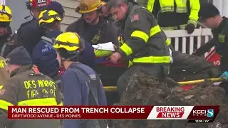 Crews free worker from trench that collapsed in Des Moines
