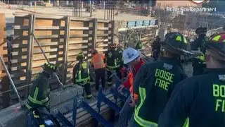 Crews free worker trapped under retaining wall at Boise construction site