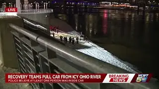 Crews recover car seen on video going into icy Ohio River