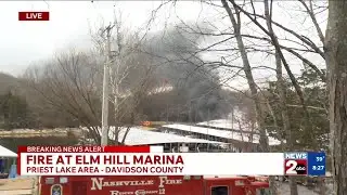Crews respond to fire at Elm Hill Marina