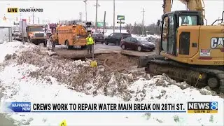 Crews respond to water main break in Grand Rapids