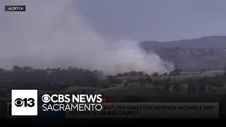 Crews stop forward progress of grass fire between Vacaville and Winters