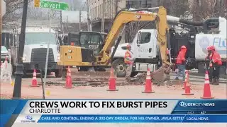 Crews work to fix burst pipes