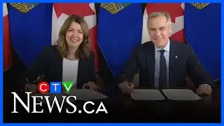 Danielle Smith and Mark Carney sign MOU for pipeline project
