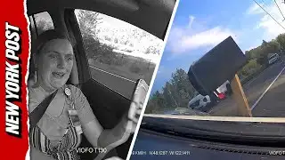 Dashcam Catches Woman Crash Rental Car While Texting