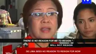 De Lima sees no reason to resign for now