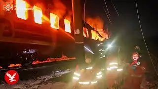 Deadly Russian drone attack sets carriages ablaze on Ukraine passenger train