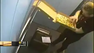 Delivery man caught on cam eating toppings off pizza