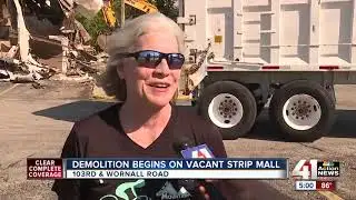 Demolition begins on vacant strip mall