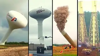 Demolition Idiots: Massive Silo & Water Tower Fall WRONG WAY | Dangerous Building Implosion #3