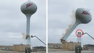 Demolition Idiots: Massive Silo & Water Tower Fall WRONG WAY | Dangerous Building Implosion #5