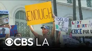 Demonstrators gather again in downtown Los Angeles for protest against ICE