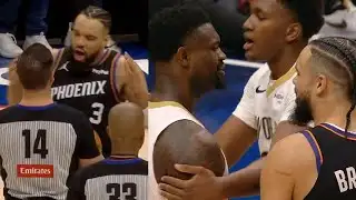 Dillon Brooks tech for telling ref not to touch him then has words with Zion Williamson