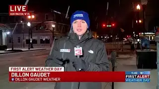 Dillon Gaudet breaks down the snow in Huntington