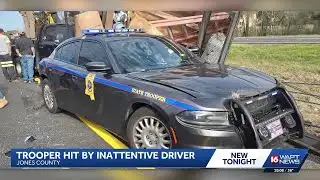 Distracted driver hits state trooper in Jones County construction zone