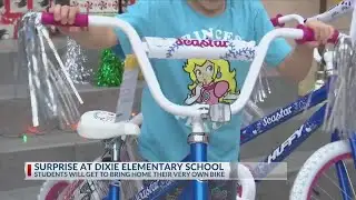 Dixie Elementary first graders surprised with new bikes