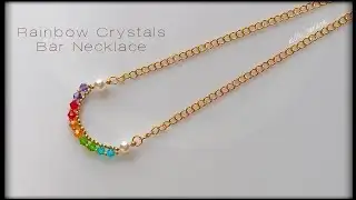DIY Rainbow Crystal Bar Necklace, Easy step by step diy tutorial.