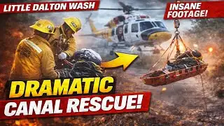 Dramatic Helicopter Rescue After Person Falls Into Canal