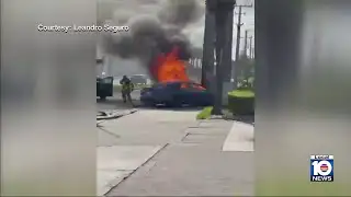 Driver dies after being trapped inside burning Tesla