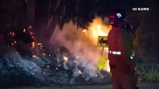 Driver flees after truck hits pole, sparks fire in Orange