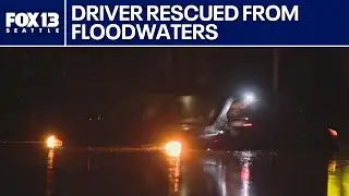Driver rescued from floodwaters in King County | FOX 13 Seattle