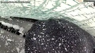 Driver’s windshield smashed by flying ice chunk on Kansas highway