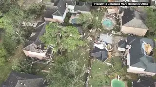 DRONE VIDEO shows the path of destruction from Houston, Texas tornado