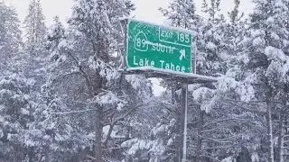 Early winter system bringing heavy snow to Donner Pass in Nevada