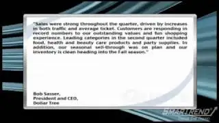 Earnings Report: Dollar Tree Posts Solid Q2, Raises Full-Year EPS Guidance August 19, 2010